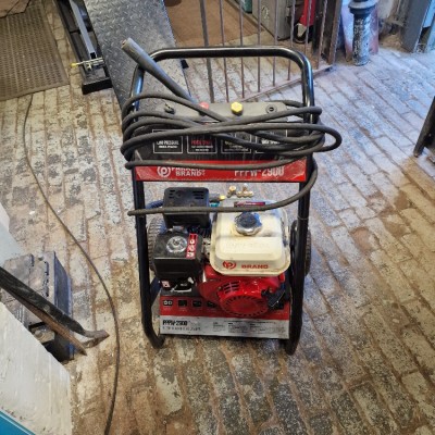 Petrol pressure washer ready to go back to its owner.